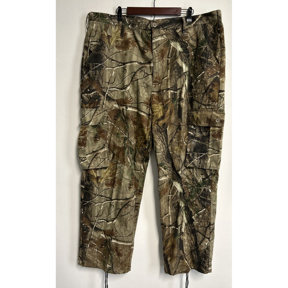 Realtree Men's 44 X 32 Cargo Hunting Pants Tie Hem 6 Pocket Cotton Blend Outdoor